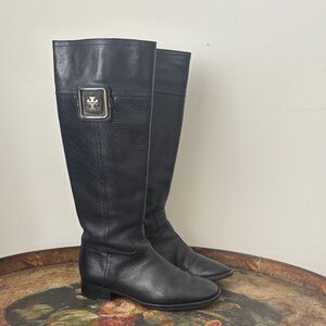 Tory Burch Black Leather Tall Boots